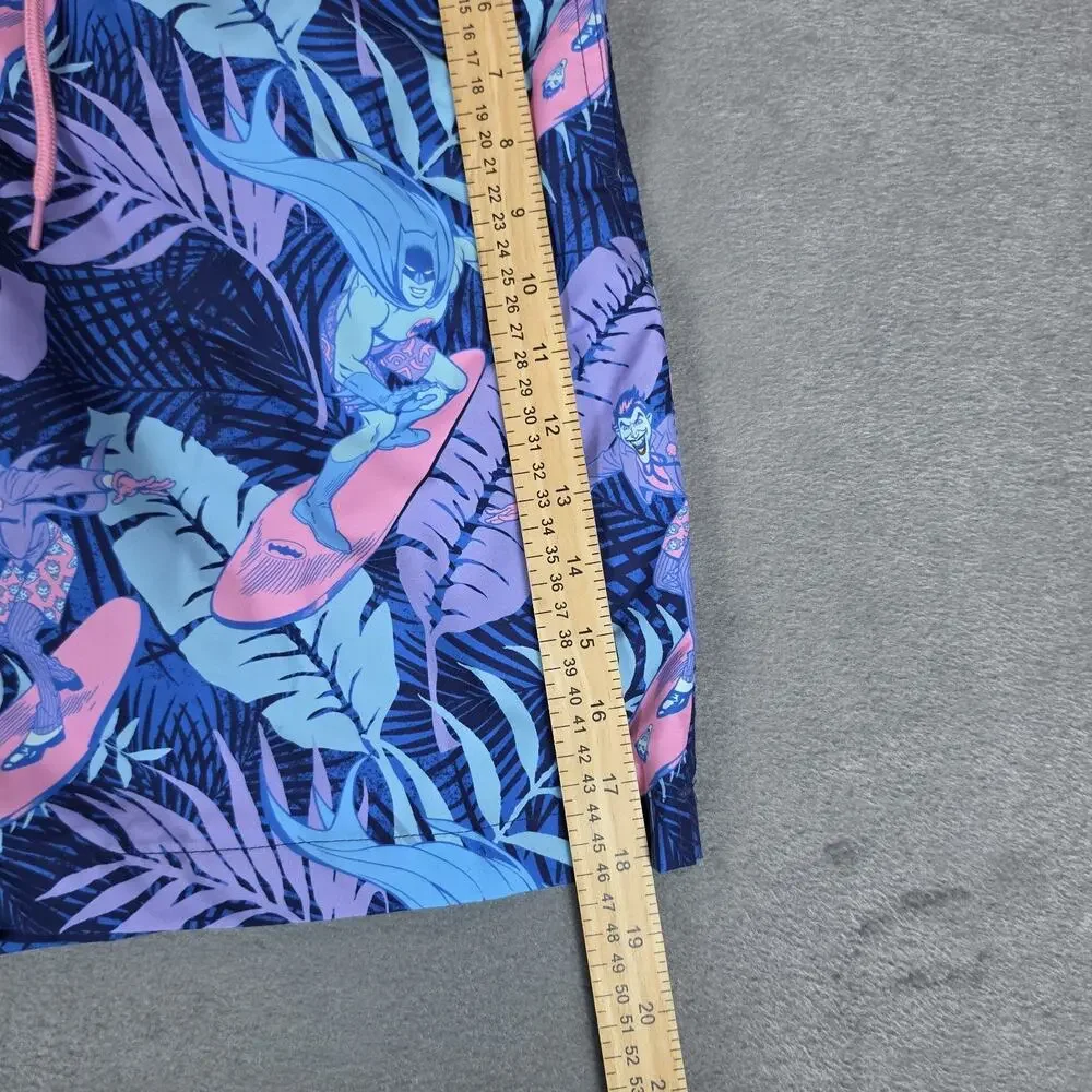 Batman Joker Surfing Swim Trunks Men's Size Small Blue Pink Board Shorts NWT